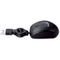 Mouse Micro Traveler V2 - Negro USB Óptico 3 botones Cable Retráctil