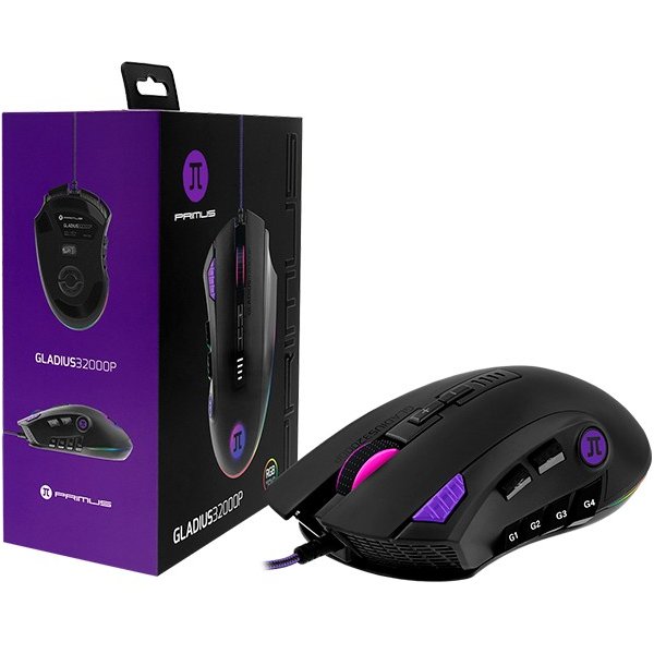 Mouse Primus Gaming PMO-302 12 Botones Hasta 32000 DPI Black + RGB