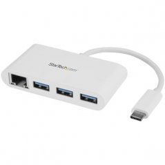 Adaptador Startech USB 3.0 de 3 Puertos con USB-C y Ethernet Gigabit Blanco