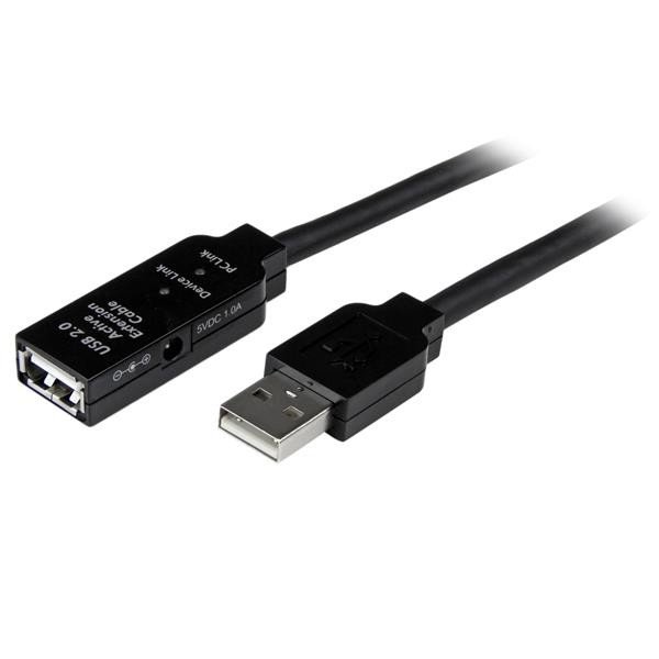 Cable Startech 15mts Extensión Alargador USB 2.0 Activo Amplificado Macho a Hembra USB A Negro