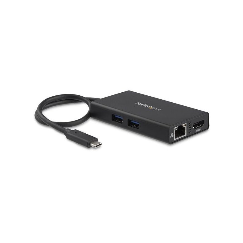 Adaptador Startech Multipuertos USB-C con HDMI de 4K- 2x Puertos USB-A PD de 60W Negro