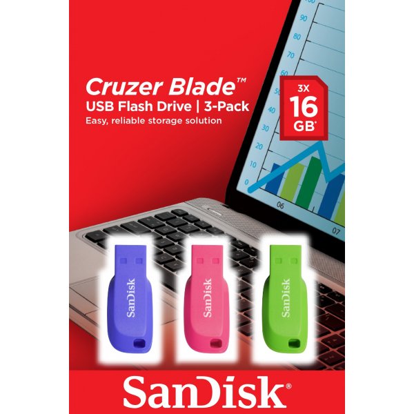 Pack 3 Pendrive SanDisk Cruzer Blade 16 GB