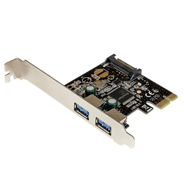 Adaptador Startech Tarjeta Controladora PCI Express PCI-E 2 Puertos USB 3.0 con Alimentación SATA