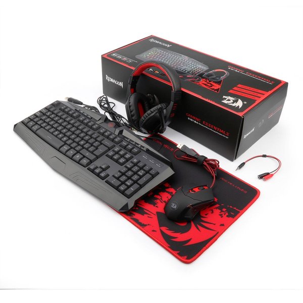 Combo Gamer 4 en 1 Redragon Waveimpact S103 Teclado Mecánico + Mouse + MousePad + Audífonos