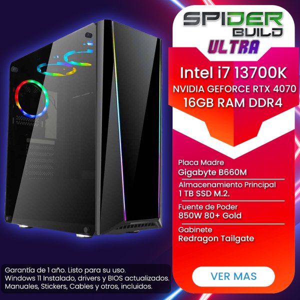 Spider Build Ultra Intel i7 13700K | RTX 4070 | 16 GB RAM...