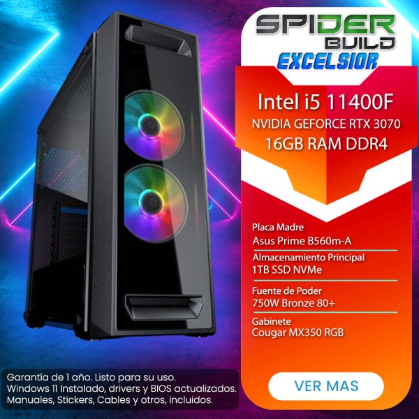 Spider Build Excelsior Intel i5 11400F | RTX 3070 | 16GB...