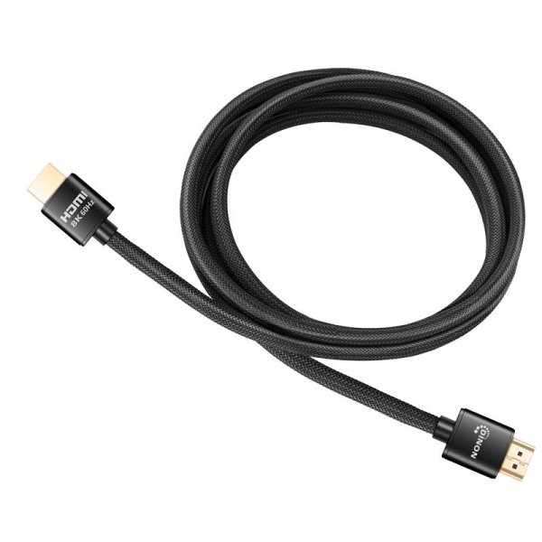 Cable HDMI 1,8M. M/M, 2.1/8K, 120hz Mesh Negro Conectores Bañados en Oro