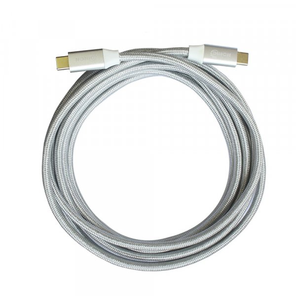 Cable USB-C a USB-C 3.1 10Gbps 0.9mts Conector Metalico Blanco